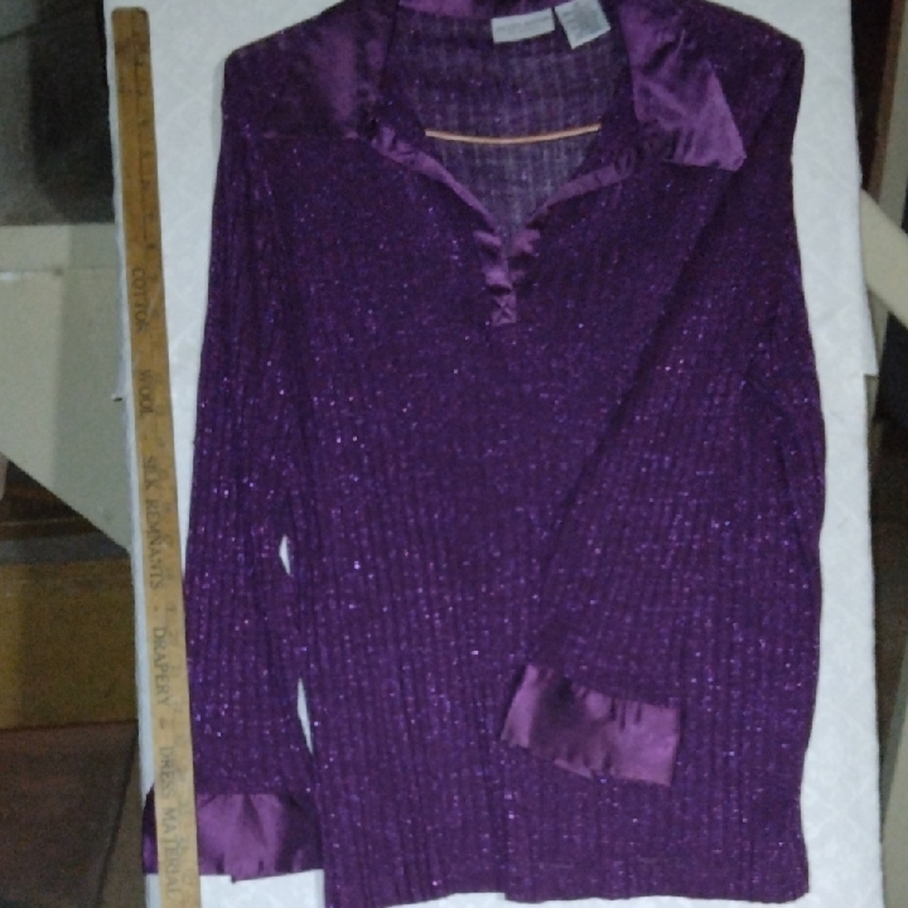 Jaclyn Smith Classic Metallic Purple Top